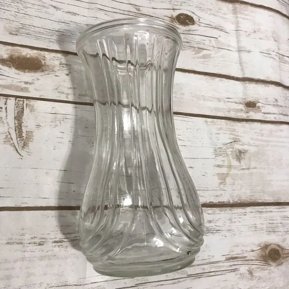 Vintage Hoosier Clear Glass Vase‎ Lyre Ribbed 4086-B